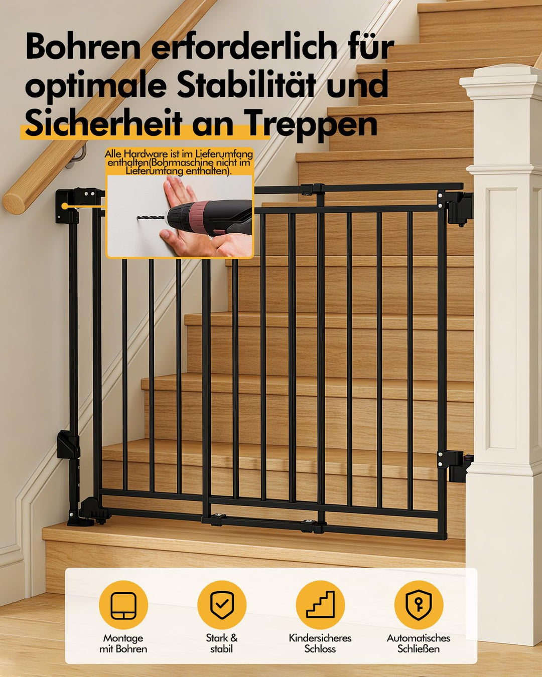 derimkcoa extra breites Treppenschutzgitter von derimkcoa, 74 cm hoch, Sicherheitsgitter für Kinder