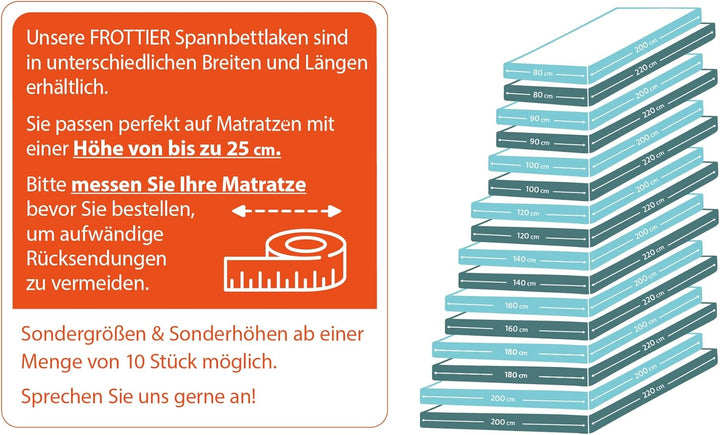 Frottier Matratzenschutz 100x200cm mit rundum Gummi und Nässeschutz verschiedene Grössen von Castejo