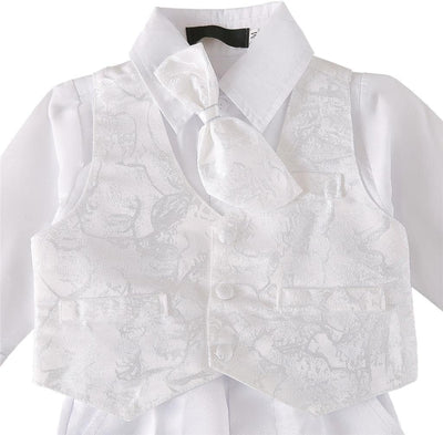 Lito Angels Baby Jungen Taufkleidung Taufanzug Taufe Kleidung Weisser Anzug/Elfenbein mit Haube Grös
