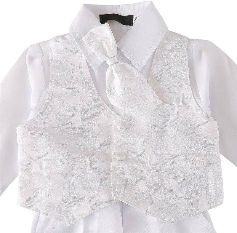 Lito Angels Baby Jungen Taufkleidung Taufanzug Taufe Kleidung Weisser Anzug/Elfenbein mit Haube Grös