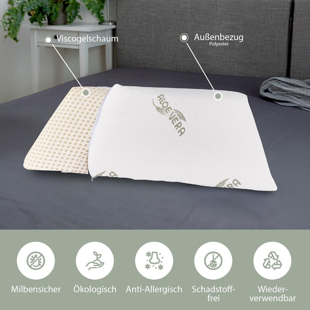 MaxxGoods Orthopädisches Nackenstützkissen aus Visco-Gelschaum | für gesunden Schlaf & Halswirbelsäu