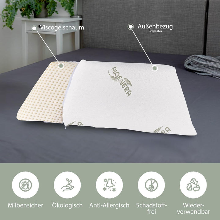 MaxxGoods Orthopädisches Nackenstützkissen aus Visco-Gelschaum | für gesunden Schlaf & Halswirbelsäu