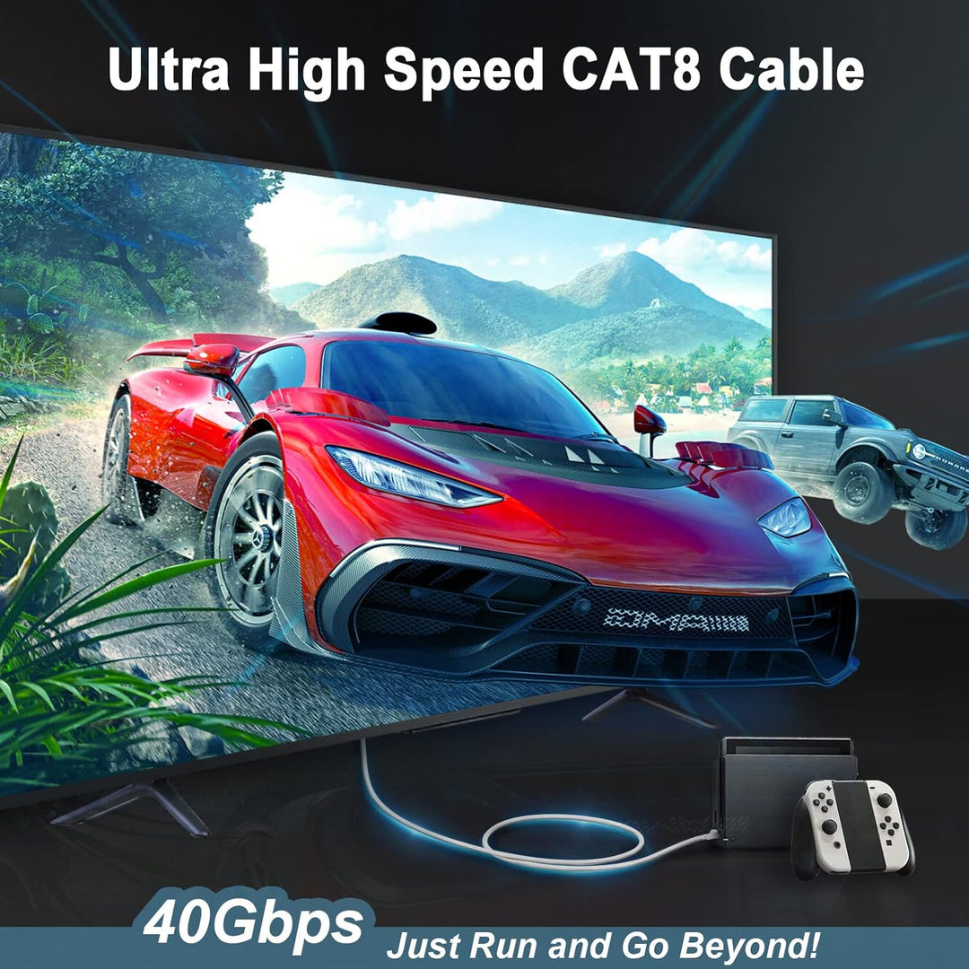 HUGIN CAT 8 Lan Kabel 1m 5 Stück, flaches 40 Gbit/s-2000 MHz Hochgeschwindigkeits Ethernet Kabel, sc