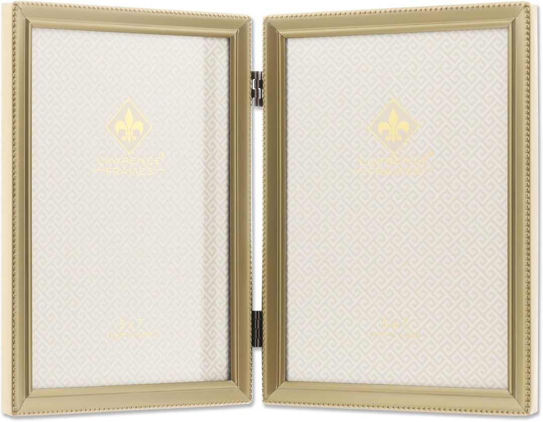 Lawrence Frames 11457D Doppel-Bilderrahmen, antikes Messing, 12,7 x 17,8 cm Goldfarben satiniert 5x7