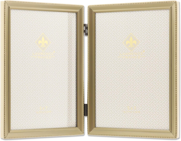 Lawrence Frames 11457D Doppel-Bilderrahmen, antikes Messing, 12,7 x 17,8 cm Goldfarben satiniert 5x7