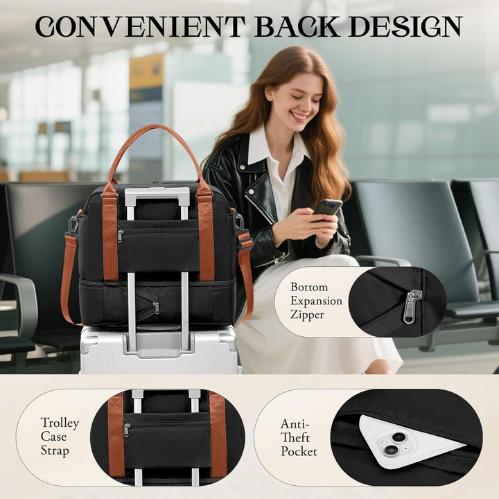 SEAFEW Reisetasche 24L, 40x30x20 Ryanair Handgepäck Tasche für Flugzeug Weekender Sporttasche Damen