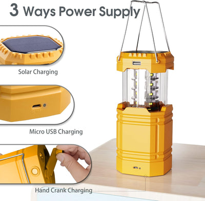 Solar Camping Laternen Wiederaufladbare mit Handkurbel, LED-Taschenlampe Lampe ohne Stromanschluss,
