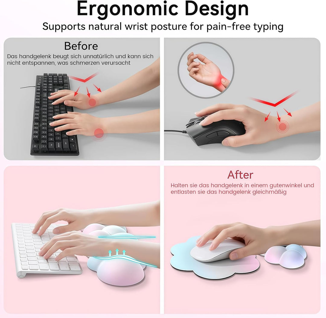 Angel-Flügel Handgelenkstütze,Handballenauflage Tastatur, Memory Foam Wrist Rest,Erinnerungsschaumst