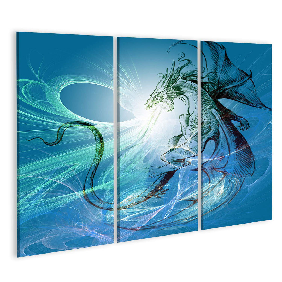 islandburner Bild auf Leinwand Feuer Spuckender Drache Fantasy Jugendzimmer Bilder Wandbilder Poster