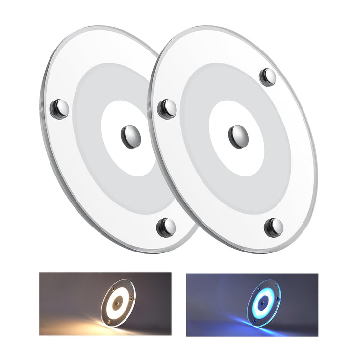 Obeaming 12V LED Deckenleuchte Wohnmobil, Dimmbar Panel Leuchte 120mm 4,5W 400LM Zwei Farbe (Warm We