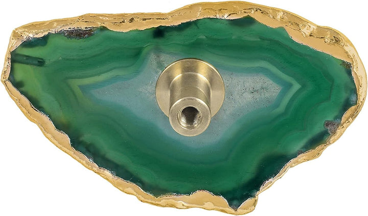 KYEYGWO 4 Stück Grün Achat Scheiben Möbelknöpfe mit Schraube, Unregelmässig Messing Schubladenknöpfe