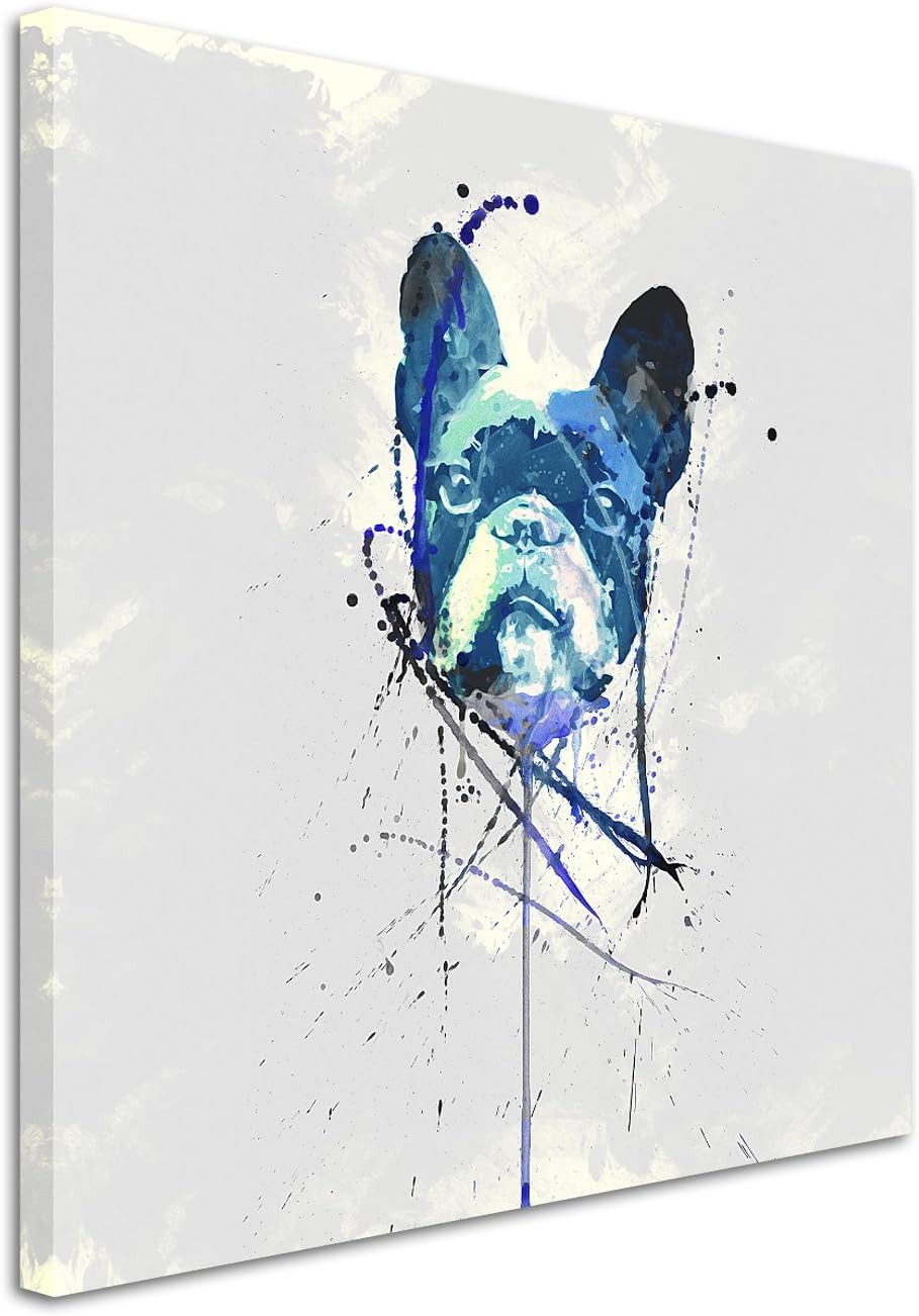 Paul Sinus Art Frech Bulldog II 60x60cm Keilrahmenbild Kunstbild Aquarell Art Wandbild auf Leinwand