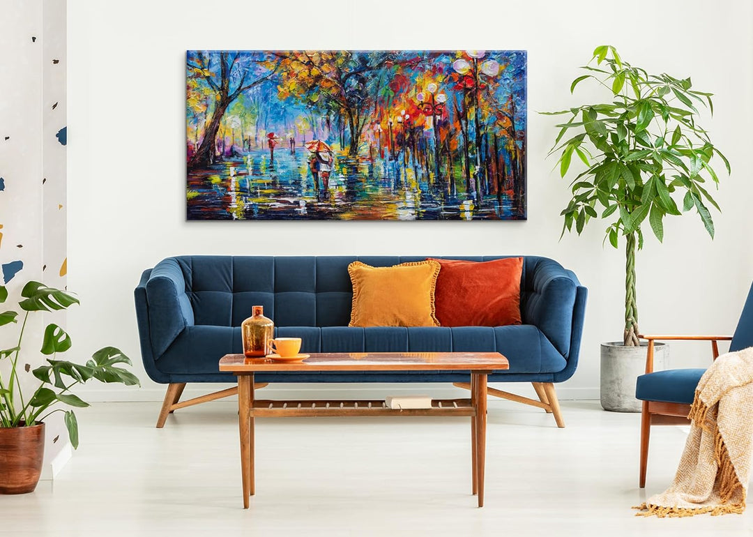 YS-Art Handgemaltes Acrylgemälde “Herbstliche Allee” | Moderne Acrylmalerei auf Keilrahmen | Geschen