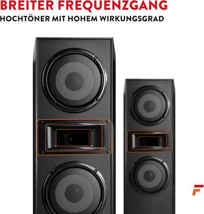 Fenton SHF700B - Standlautsprecher Paar, HiFi Lautsprecher Stereo Set, 400 Watt Standlautsprecher 3-