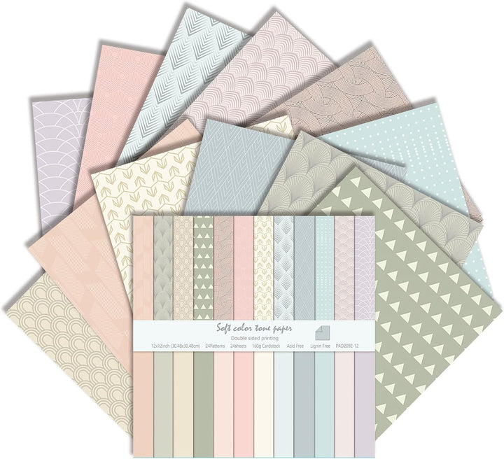 24 Blatt Boho Muster Scrapbook Papier Set, 30x30 Scrapbooking Papier Doppelseitige Designer Paper Ba