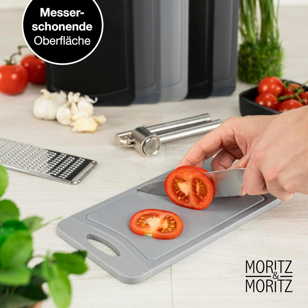 Moritz & Moritz 6x Frühstücksbrettchen Kunststoff Set - 14x25cm - Schwarz - Schneidebrett Kunststoff