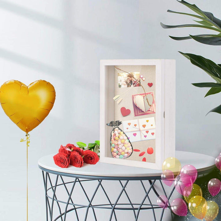 Love-KANKEI 3D Bilderrahmen 20 x 25 cm Holz Objektrahmen zum Befüllen Shadow Box Frame mit 4 Steckna