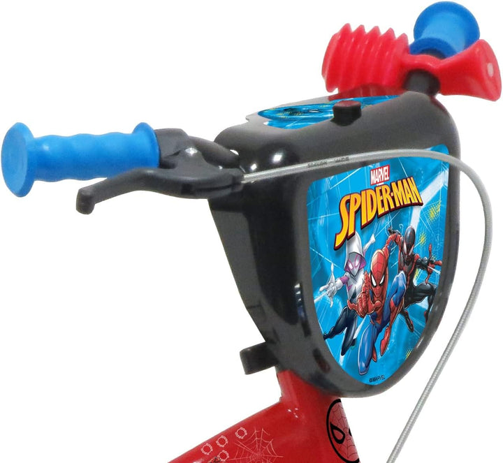 Atlas Jungen 12 Zoll Spiderman Fahrrad mit 1 Bremse, Dekorativer Frontplatte, Schlammschutz, Gehäuse