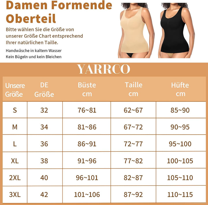 YARRCO Damen Shape Unterhemd Formende Tops Nahtlos Hemdchen L Beige+Beige-Weite Träger, L Beige+Beig