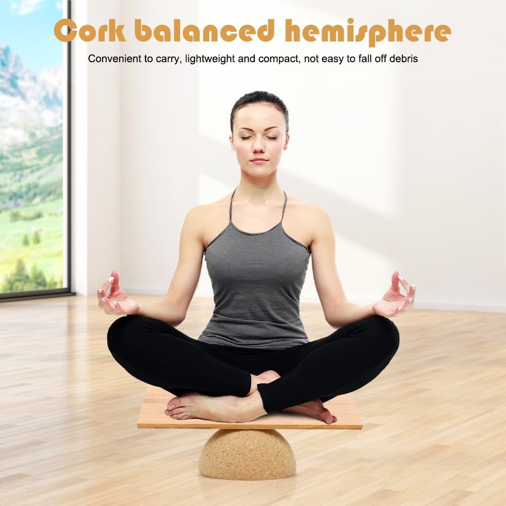 CEWROM Balance Board Kork Halbkugel, Rutschfestes Balance Halbkugel, Fitness Gleichgewichtstrainer E