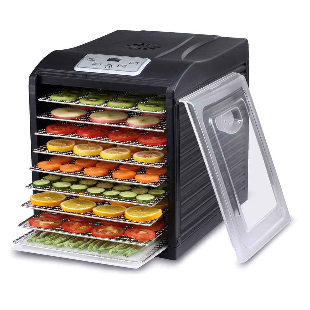 BioChef Arizona Sol Dörrautomat/Dörrgerät mit 9 Einschüben aus Edelstahl PLUS Digitaler Timer + Ther
