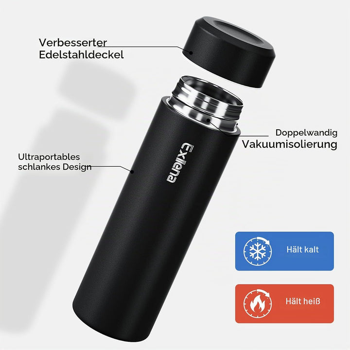 【Upgrade-Version】Exllena Mini Thermosflasche 350ml mit Edelstahl-Deckel, Trinkflasche Klein Doppelwa