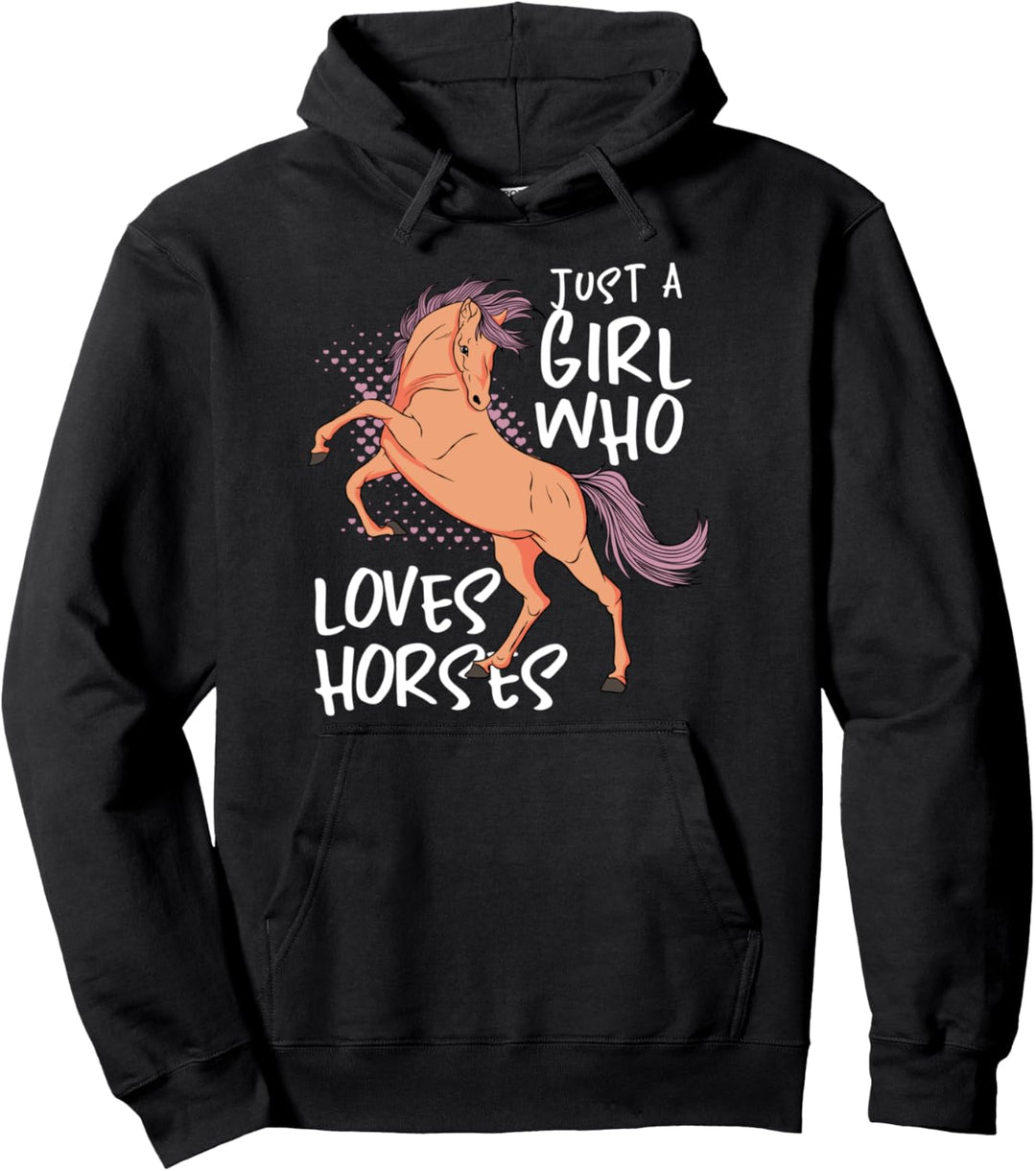 Funny Just A Girl Who Loves Horses Cute Pony Animal Lovers Pullover Hoodie