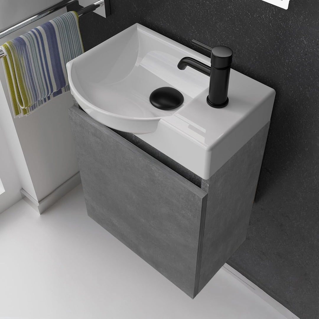 Alpenberger Waschtisch Set 45 cm Breit | Waschbeckenunterschrank Klein Gäste WC | Waschbecken+mit+Un