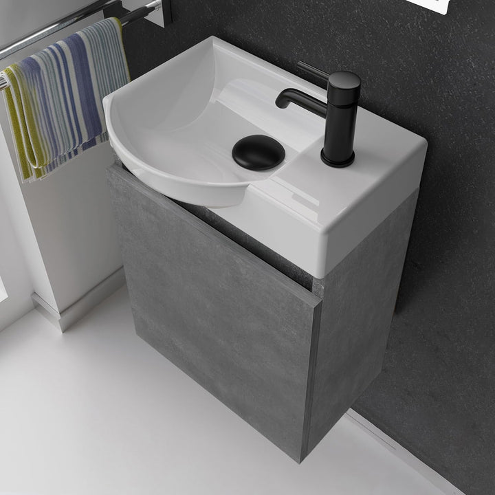 Alpenberger Waschtisch Set 45 cm Breit | Waschbeckenunterschrank Klein Gäste WC | Waschbecken+mit+Un