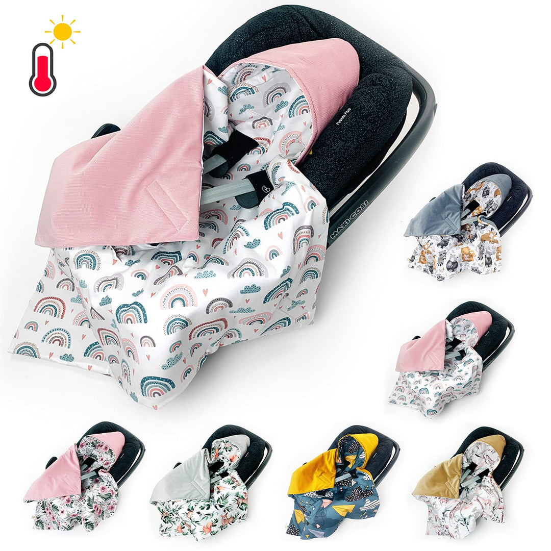 Einschlagdecke für Babyschale Autositz FRÜHLING Sommer, Universal, Velvet Baby Decke mit Klettversch