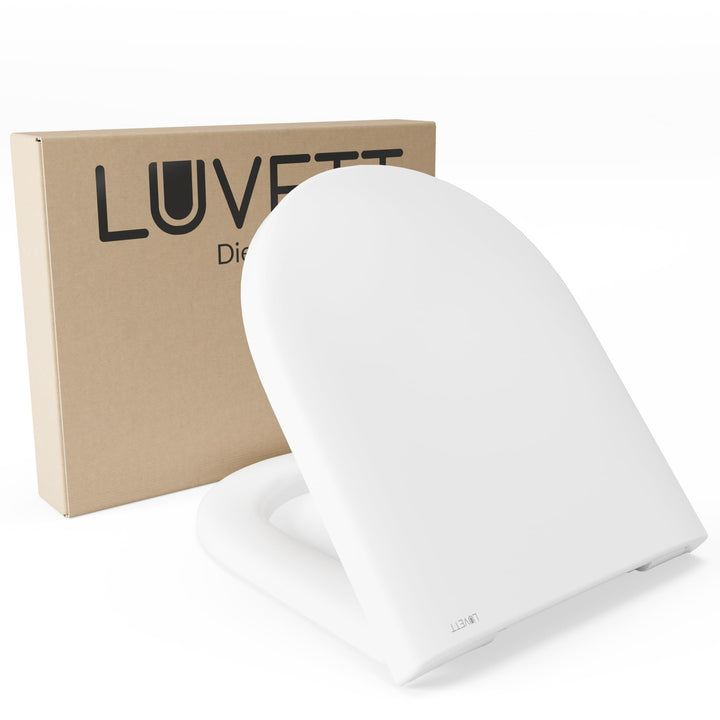 LUVETT® WC-Sitz D600 D-Form Weiss mit Absenkautomatik SoftClose, EasyClean (abnehmbar), Duroplast, e