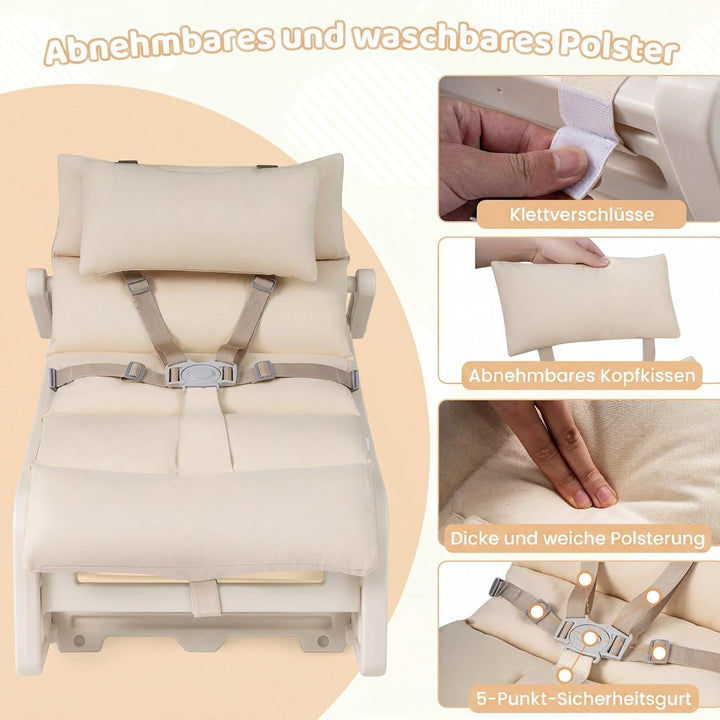 COSTWAY 2 in 1 Babywippe, Baby Schaukelstuhl mit verstellbarer Rücklehne, waschbarem Kissen &amp; Sicher