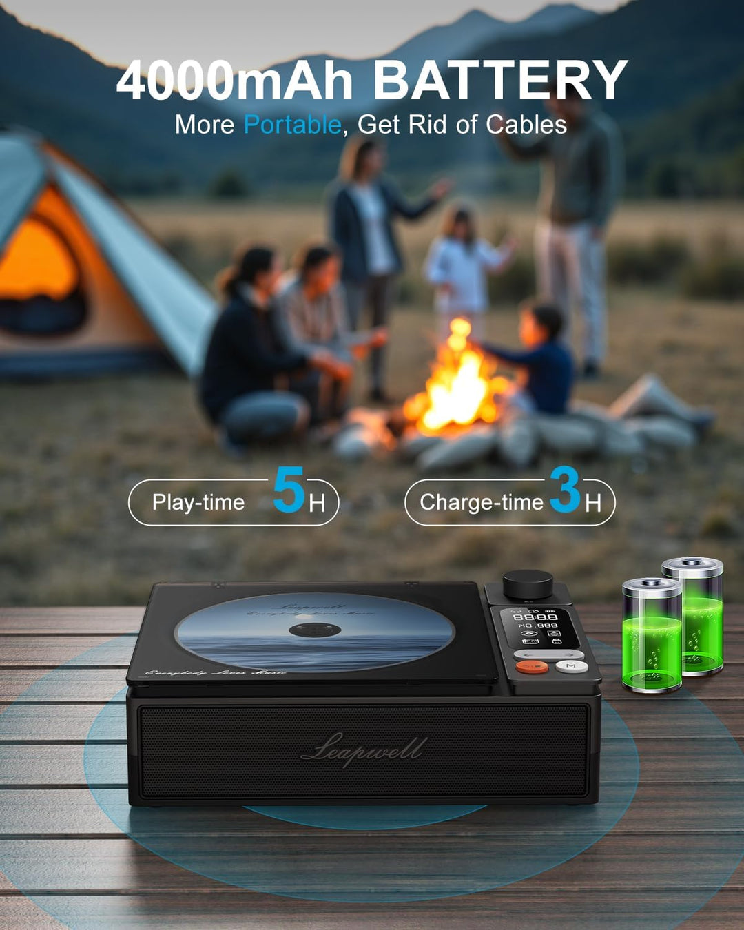 CD Player Tragbar, Leapwell Tragbarer CD Player mit Lautsprecher Bluetooth CD-Player mit Fernbedienu