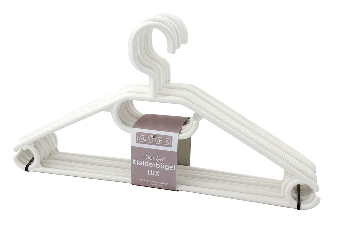 Sustania KleBü - Kleiderbügel 50 Stück in weiss | Wäschebügel aus Kunststoff - Made in Germany