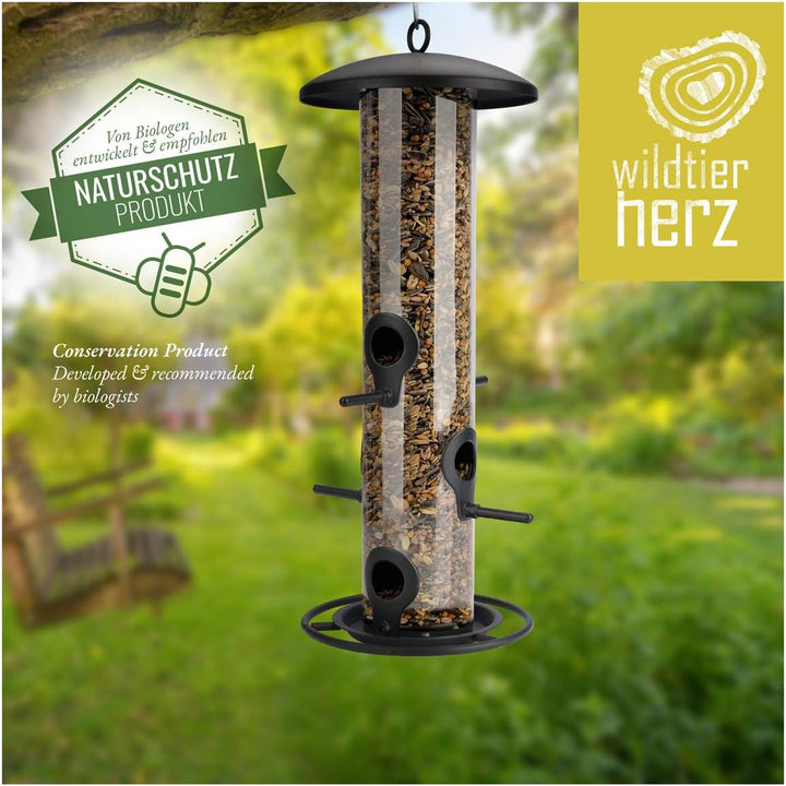wildtier herz I Körner Vogelfutterspender 35cm - aus rostfreiem Metall, Vogel Futterstation, Futters