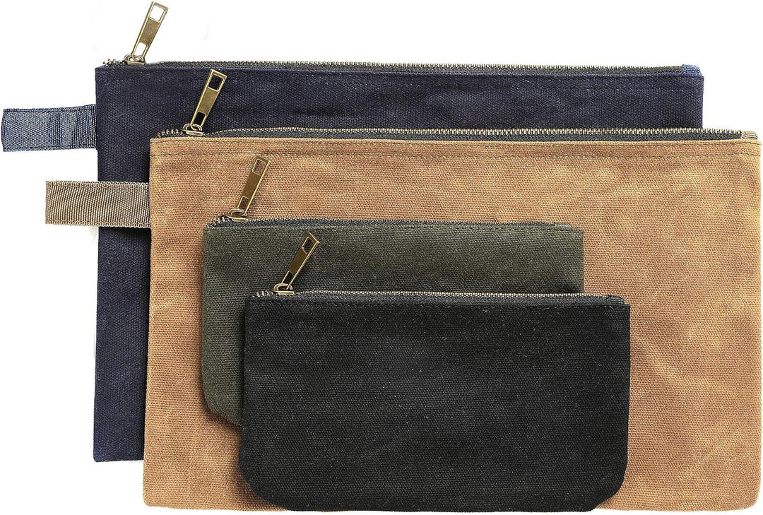Werkzeugbeutel aus gewachstem Segeltuch, 1 Set von 4-Pack (schwarz,Khaki,Navy,Armeegrün) S1, S1