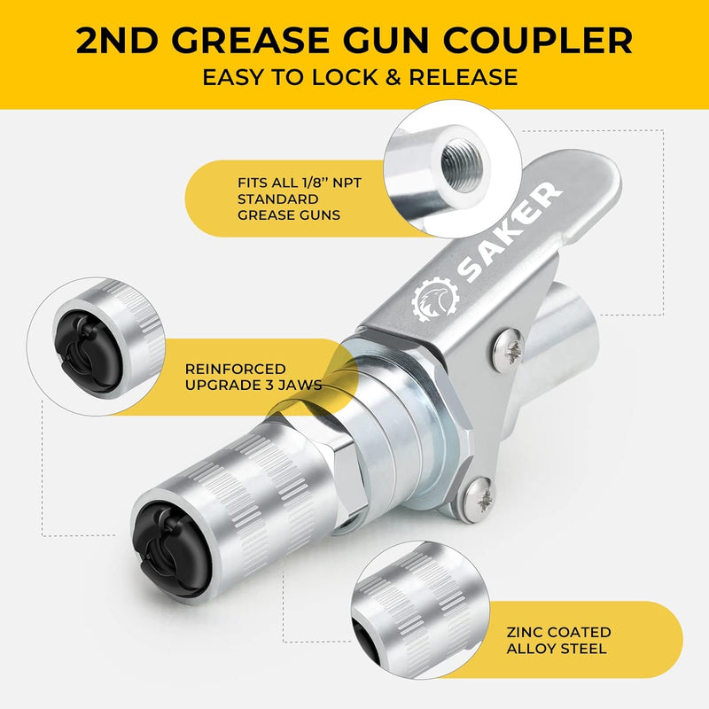 Saker Schnellkupplung für Fettpresse-Upgrade auf 12000 PSI, Duty Quick Release Grease Coupler, kompa