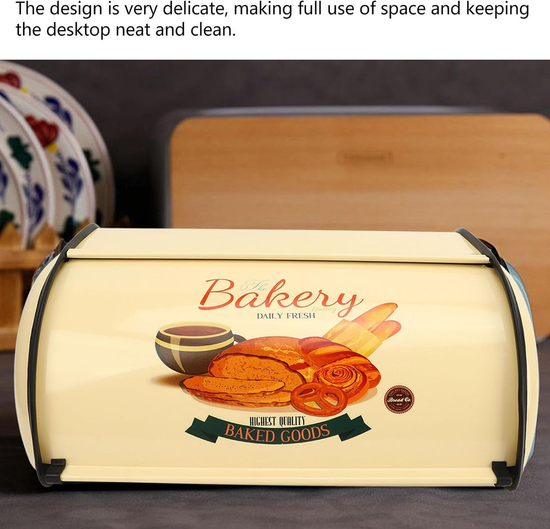 Metall Brotkasten, 14.5 x23x34.5cm Brot Aufbewahrung Behälter mit Aufrolldeckel, Retro Brotbox aus M