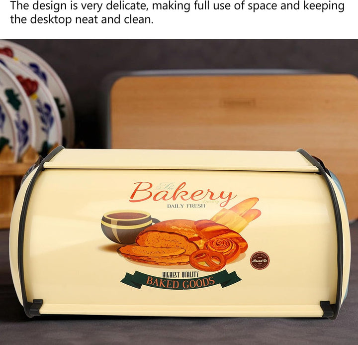 Metall Brotkasten, 14.5 x23x34.5cm Brot Aufbewahrung Behälter mit Aufrolldeckel, Retro Brotbox aus M