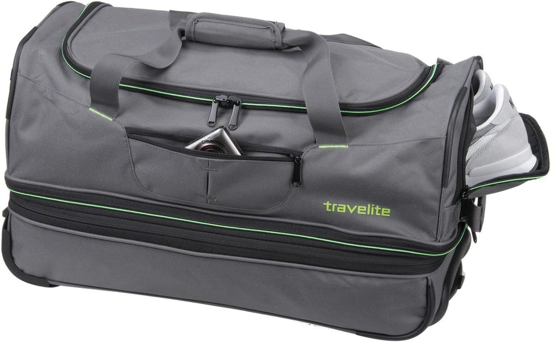 travelite 2-Rad Trolley Reisetasche Gr. S mit Dehnfalte, Gepäck Serie BASICS: Weichgepäck Reisetasch