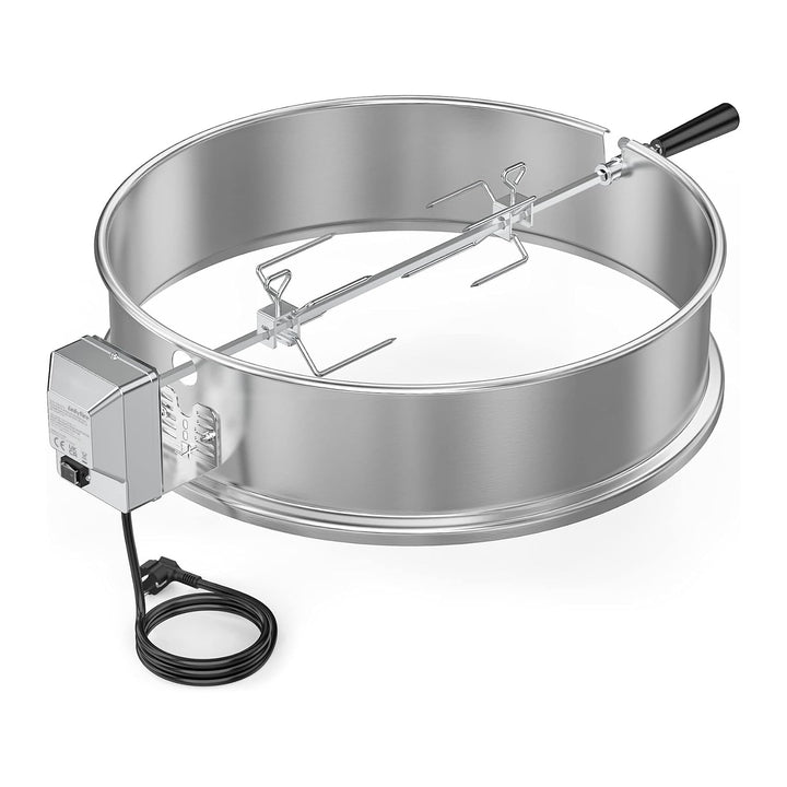onlyfire 57CM Universal Edelstahl Drehspiess mit Motor Grillspiess-Aufsatz Set für Kugelgrill, Rotis