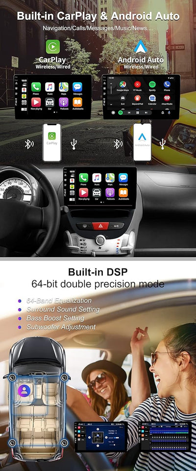 SXAUTO - 6G+128G - Android 12 IPS Autoradio für Toyota Aygo/Peugeot 107/Citroen C1 (2005-2014) - Ein