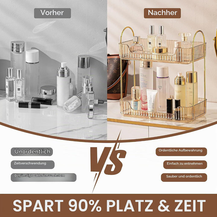 Makeup Organizer, Kosmetik Organizer 2 Ebenen, Cosmetics Beauty Organizer, Skincare Organizer, Badez