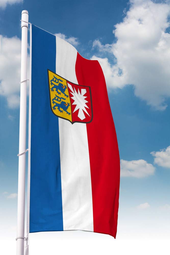 Deitert Bundesland-Flagge Schleswig-Holstein – 120x300 cm Schleswig-Holstein Fahne mit Wappen im Hoc
