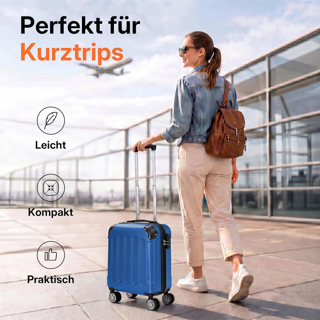 BEIBYE Handgepäck Koffer 45x36x20 cm, 15 Zoll Kabinenkoffer aus ABS mit 4 Rollen, Underseat Bordgepä