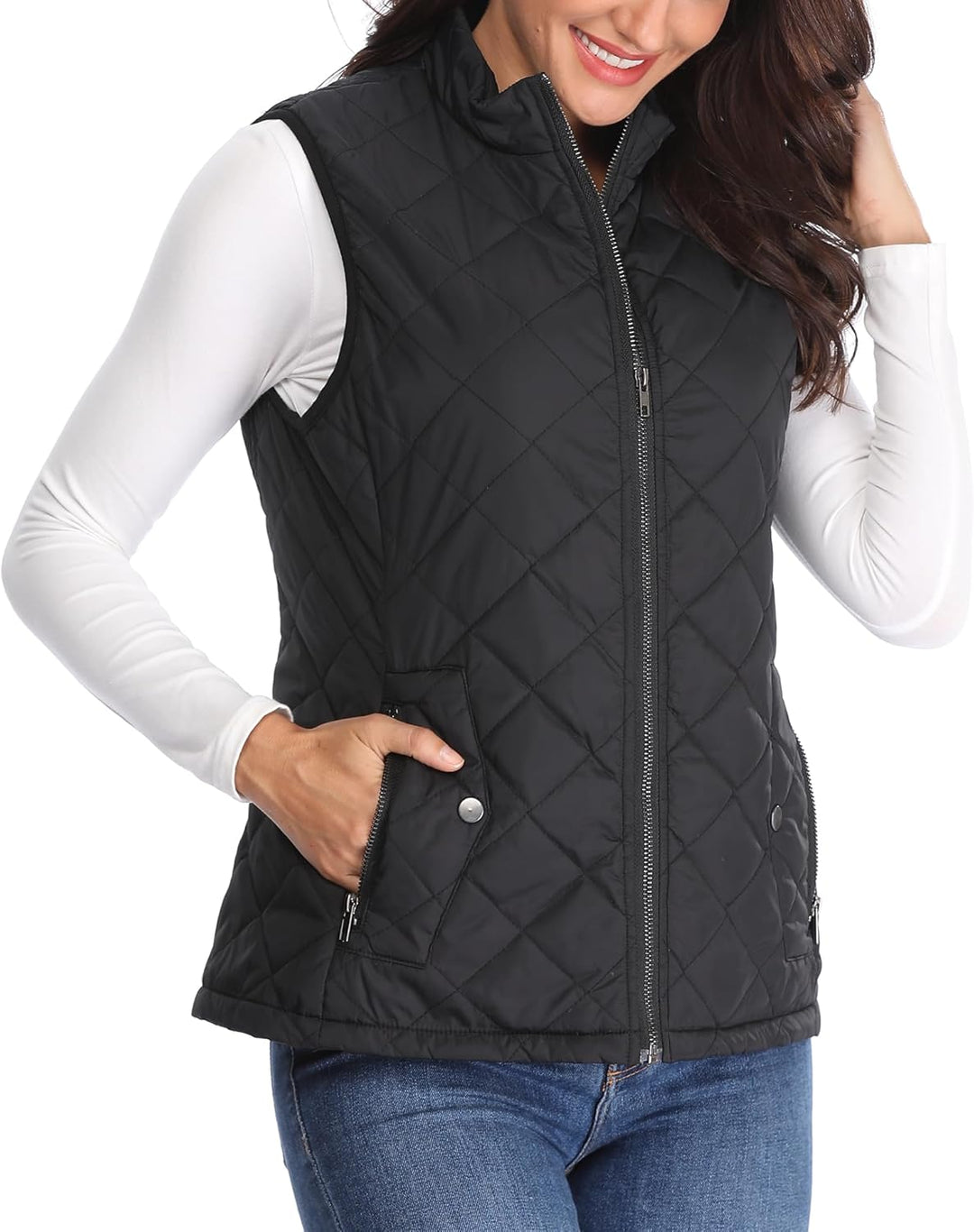 MISS MOLY Damen Weste mit Stehkragen Weste Jacke Winter Warm Ultraleicht Schwarz 42, Schwarz 42