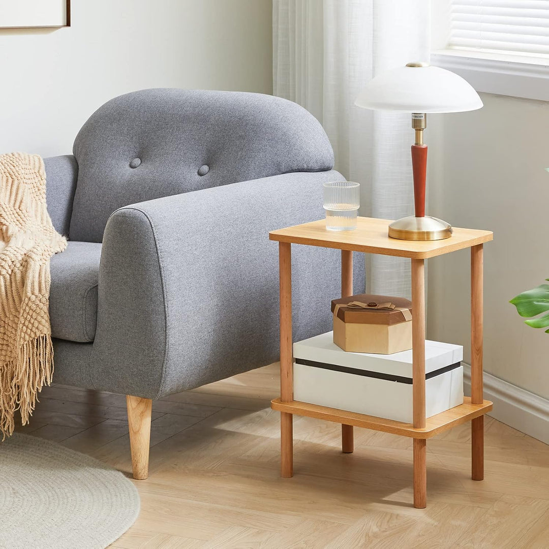 IBUYKE Holz Beistelltisch, Nachttische mit 2 Ebenen, 39x29x53cm, Couchtisch, Sofatisch, für Schlafzi