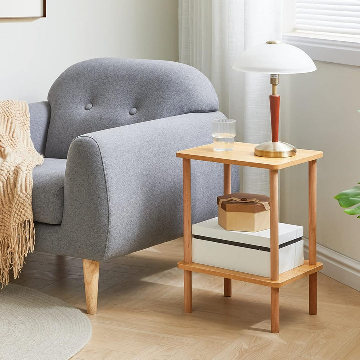 IBUYKE Holz Beistelltisch, Nachttische mit 2 Ebenen, 39x29x53cm, Couchtisch, Sofatisch, für Schlafzi