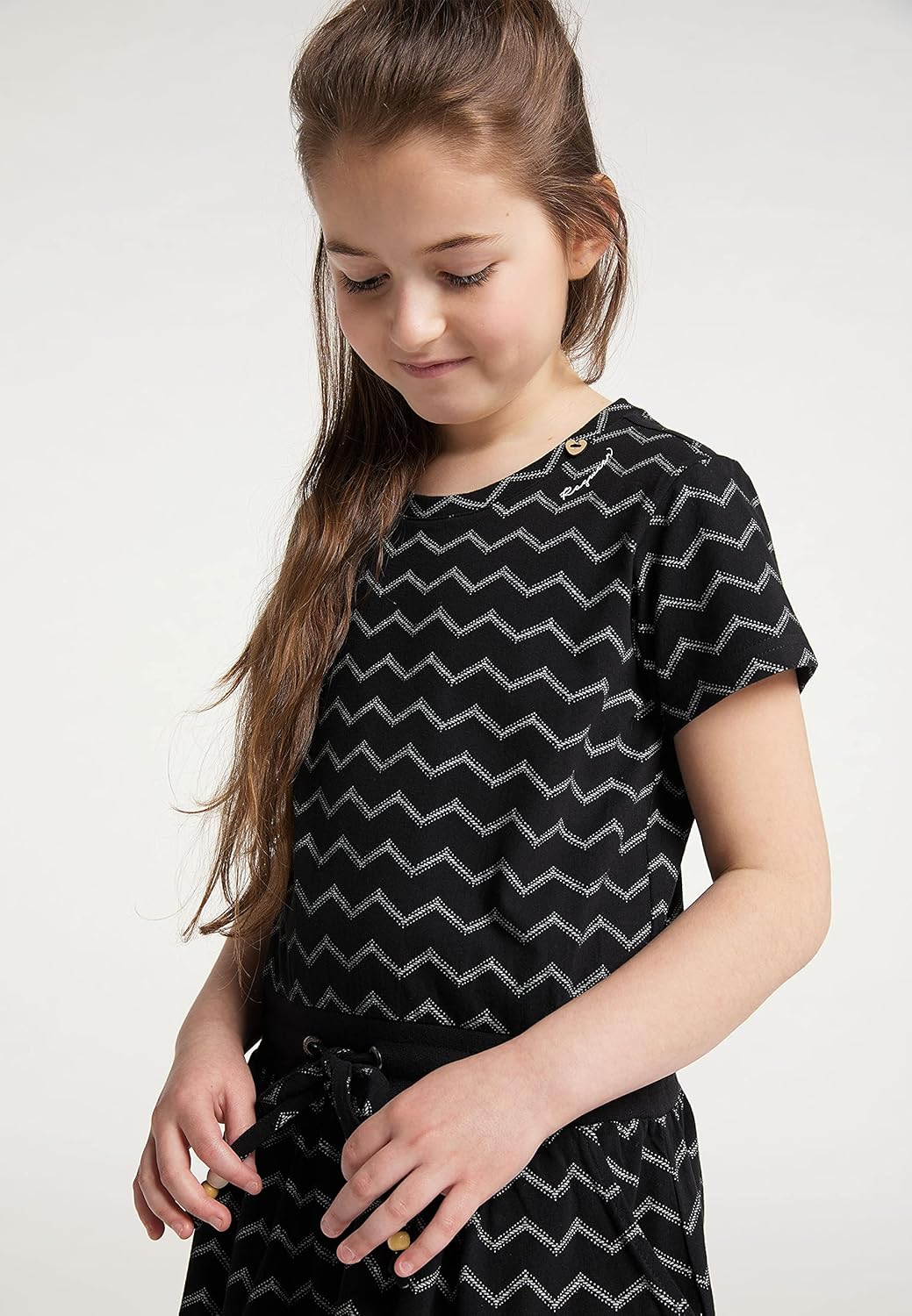 Ragwear MAGY Chevron Mädchen Kleid 128 Schwarz, 128 Schwarz