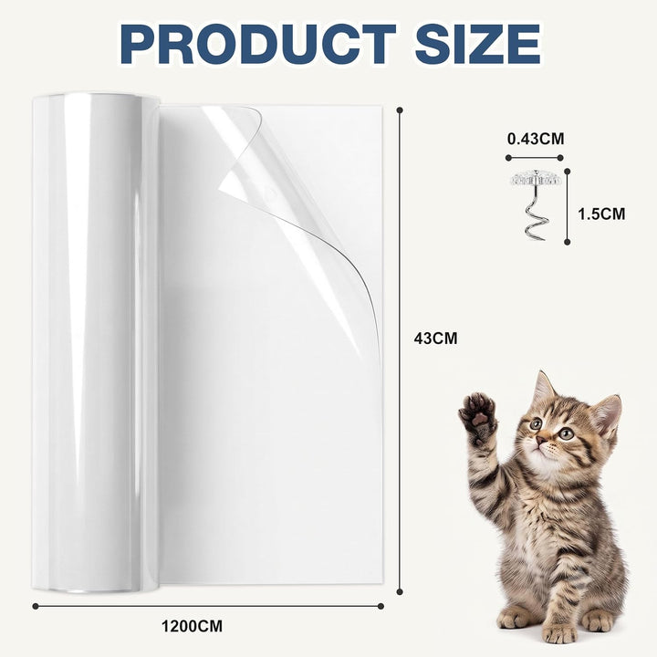 Uross Kratzschutz Sofa Katze Transparent 1200CM x 43CM, Katzenschutz Selbstklebend Tape Extra Long,